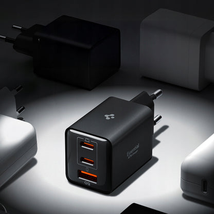 Spigen EE473EU Essential Nettlader, 47W, 3A, 1 x USB-A - 2 x USB-C, Svart ACH09465