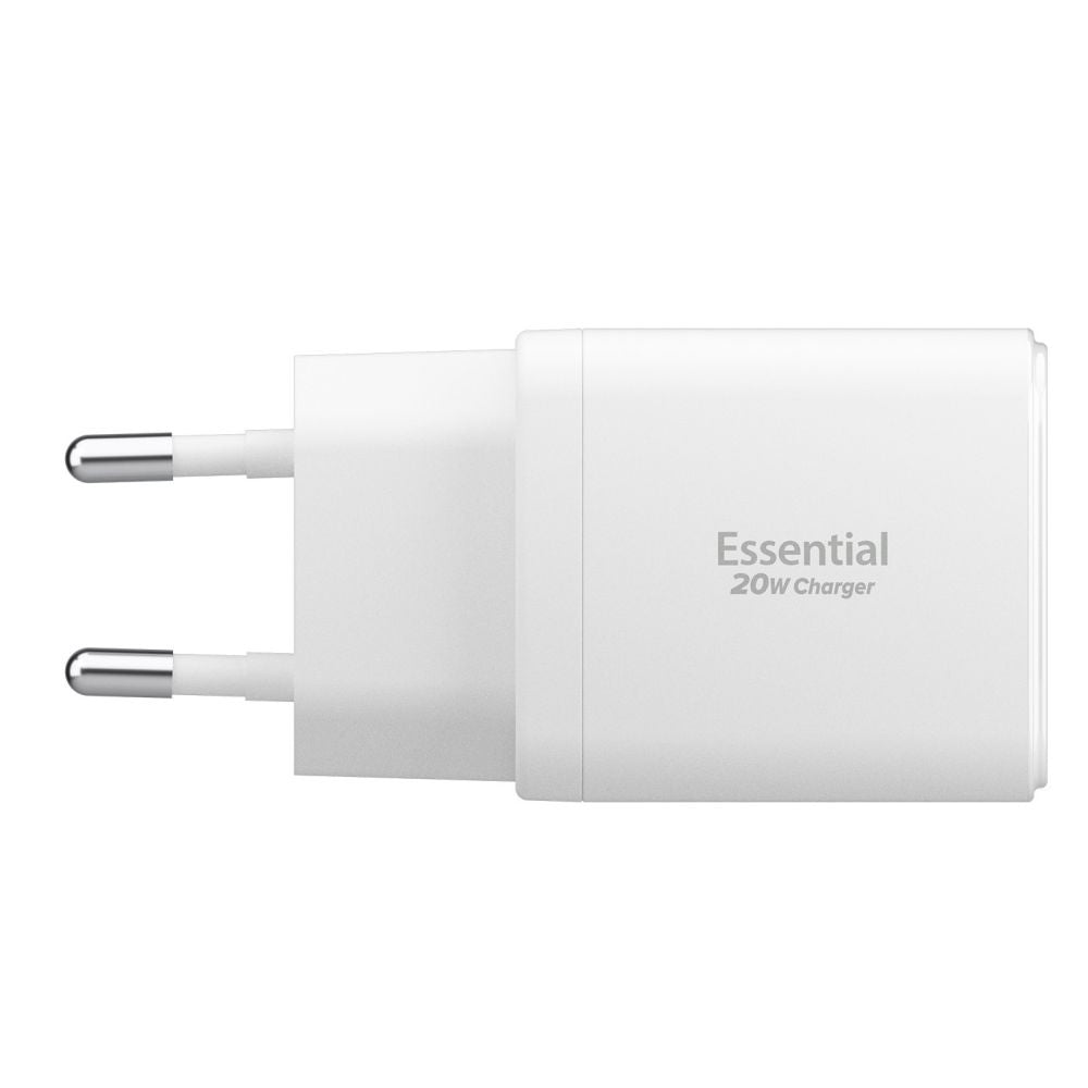 Spigen Essential Nettlader, 20W, 3A, 1 x USB-A - 1 x USB-C, Hvit ACH08704