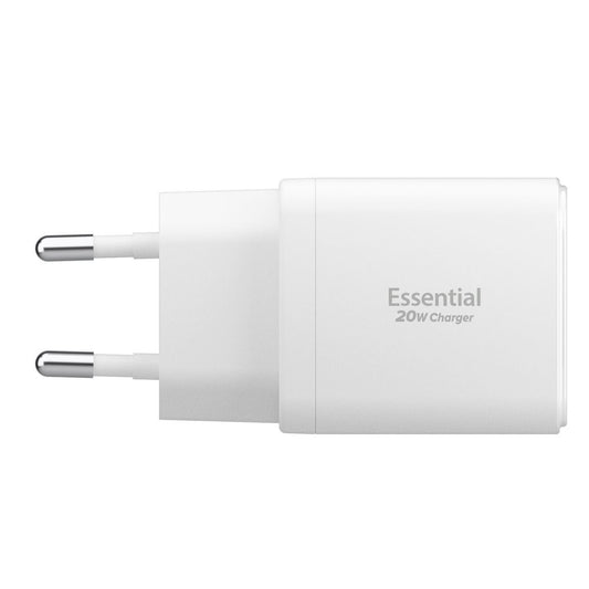 Spigen Essential Nettlader, 20W, 3A, 1 x USB-A - 1 x USB-C, Hvit