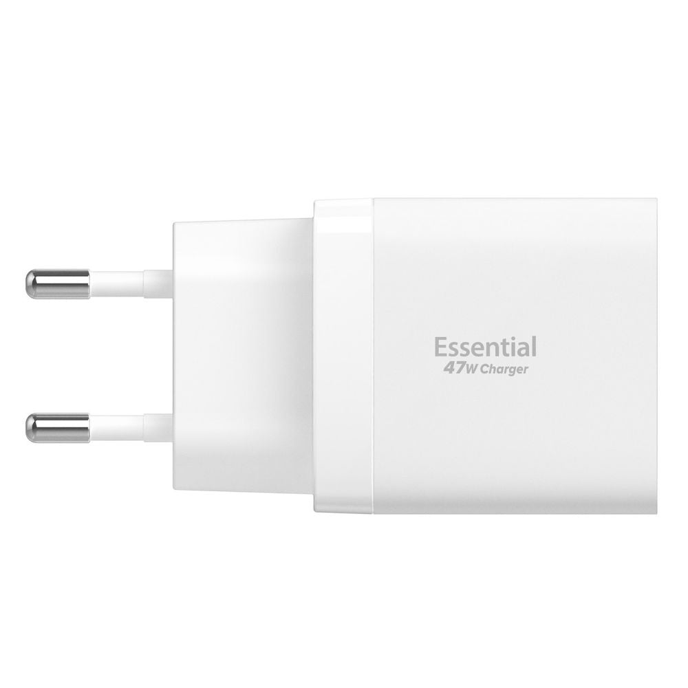 Spigen Essential Nettlader, 47W, 3A, 2 x USB-C, Hvit