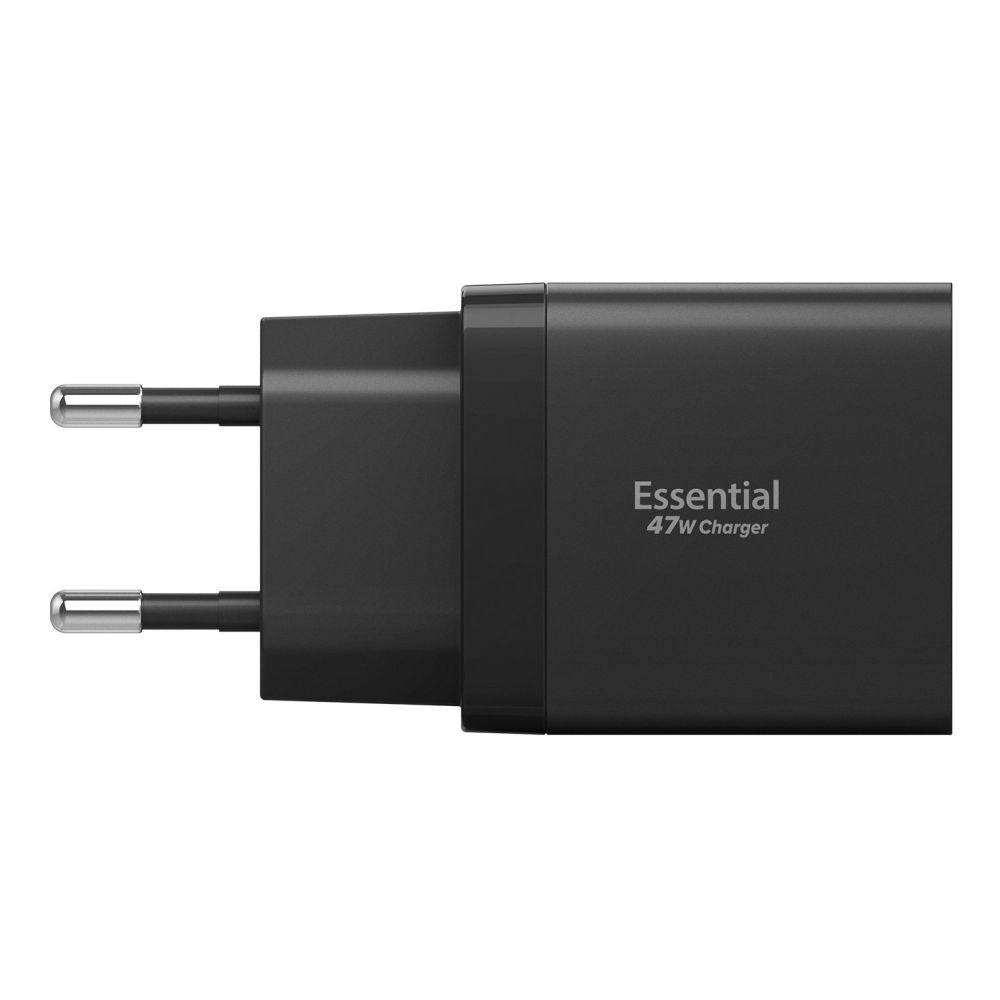 Spigen Essential Nettlader, 47W, 3A, 2 x USB-C, Svart