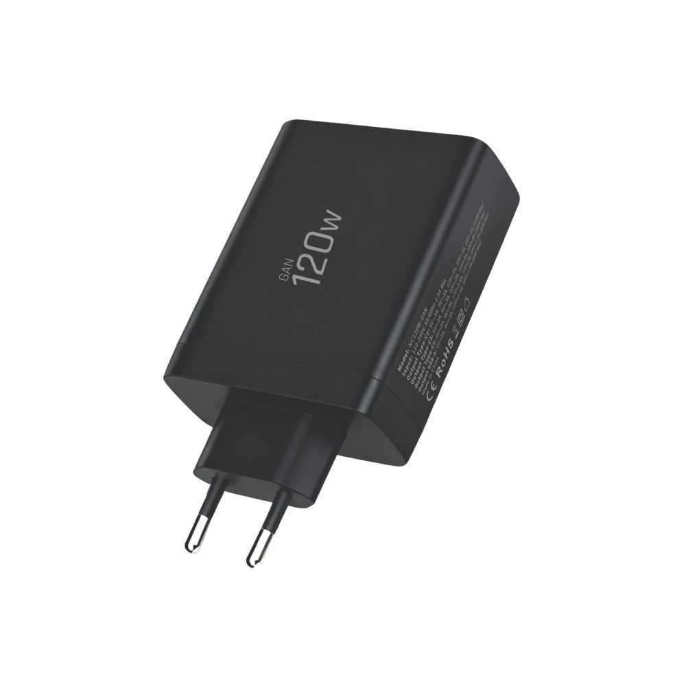 Nettlader Tech-Protect NC120W-GAN, 120W, 5A, 1 x USB-A - 3 x USB-C, Svart