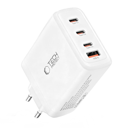 Nettlader Tech-Protect NC140W-GAN, 140W, 5A, 1 x USB-A - 3 x USB-C, Hvit