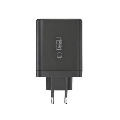 Nettlader Tech-Protect NC140W-GAN, 140W, 5A, 1 x USB-A - 3 x USB-C, Svart