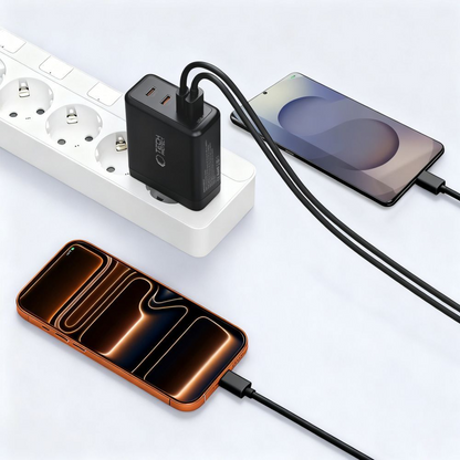 Nettlader Tech-Protect NC140W-GAN, 140W, 5A, 1 x USB-A - 3 x USB-C, Svart