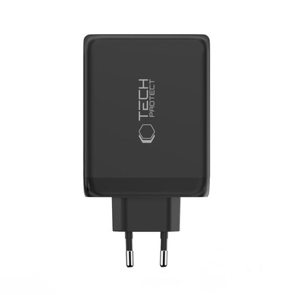 Nettlader Tech-Protect NC200W-GAN, 200W, 5A, 1 x USB-A - 3 x USB-C, Svart