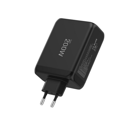 Nettlader Tech-Protect NC200W-GAN, 200W, 5A, 1 x USB-A - 3 x USB-C, Svart