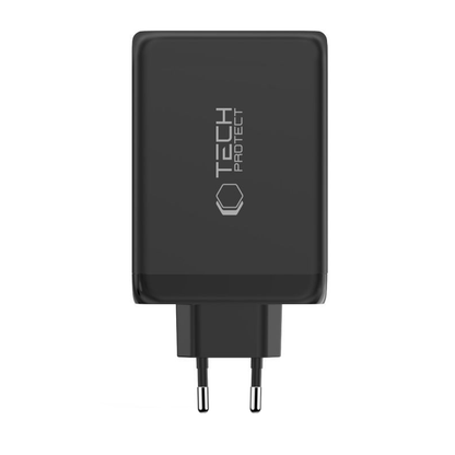 Nettlader Tech-Protect NC240W-GAN, 240W, 5A, 1 x USB-A - 3 x USB-C, Svart