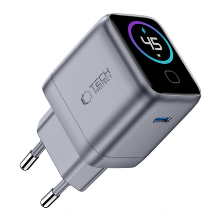 Tech-Protect NC45W Display nettadapter, 45W, 3A, 1 x USB-C, Grå