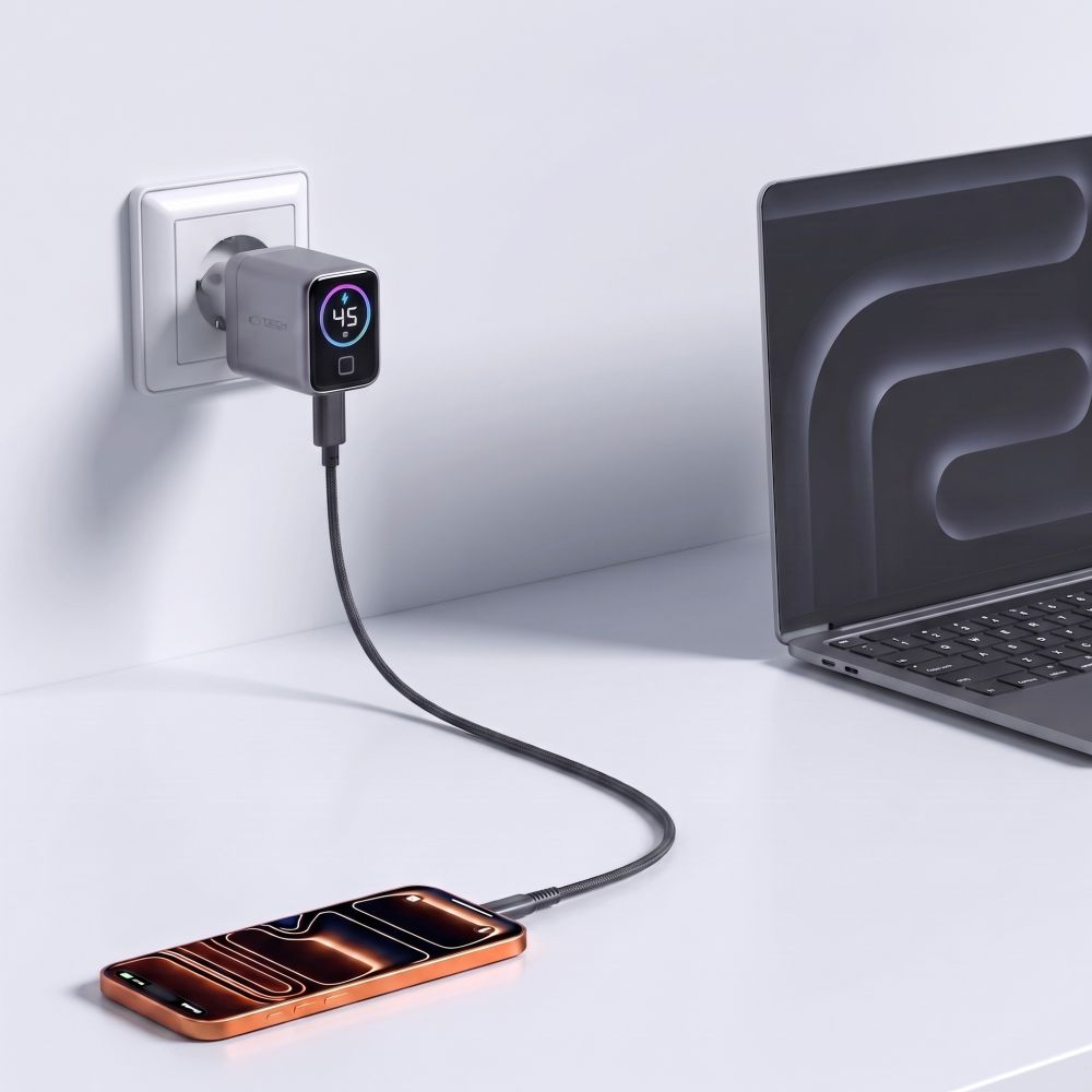 Tech-Protect NC45W Display nettadapter, 45W, 3A, 1 x USB-C, Grå