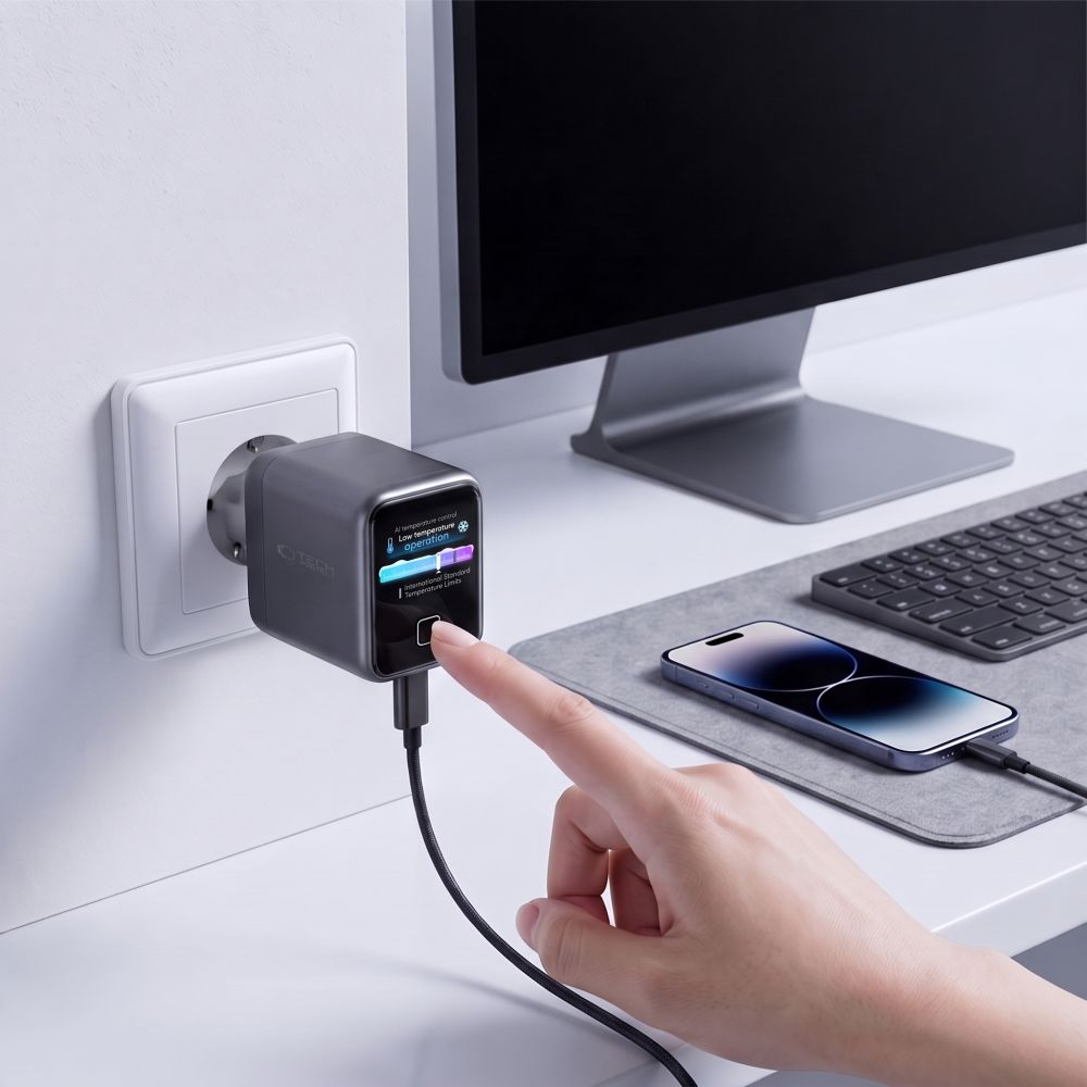 Tech-Protect NC45W Display nettadapter, 45W, 3A, 1 x USB-C, Grå