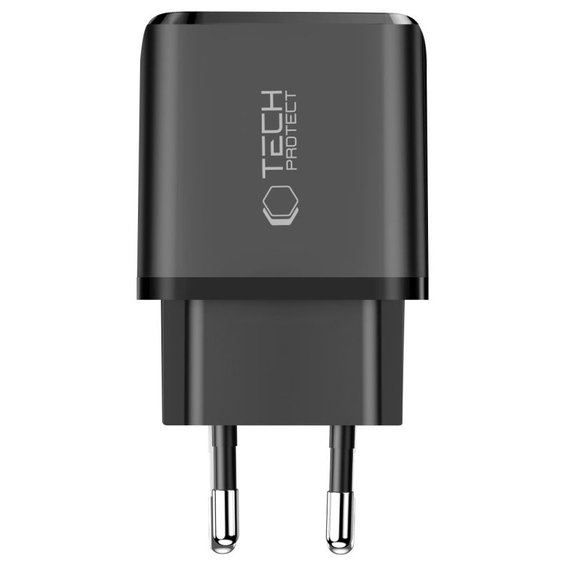 Nettlader Tech-Protect NCA45W, 45W, 3A, 1 x USB-A - 1 x USB-C, Svart