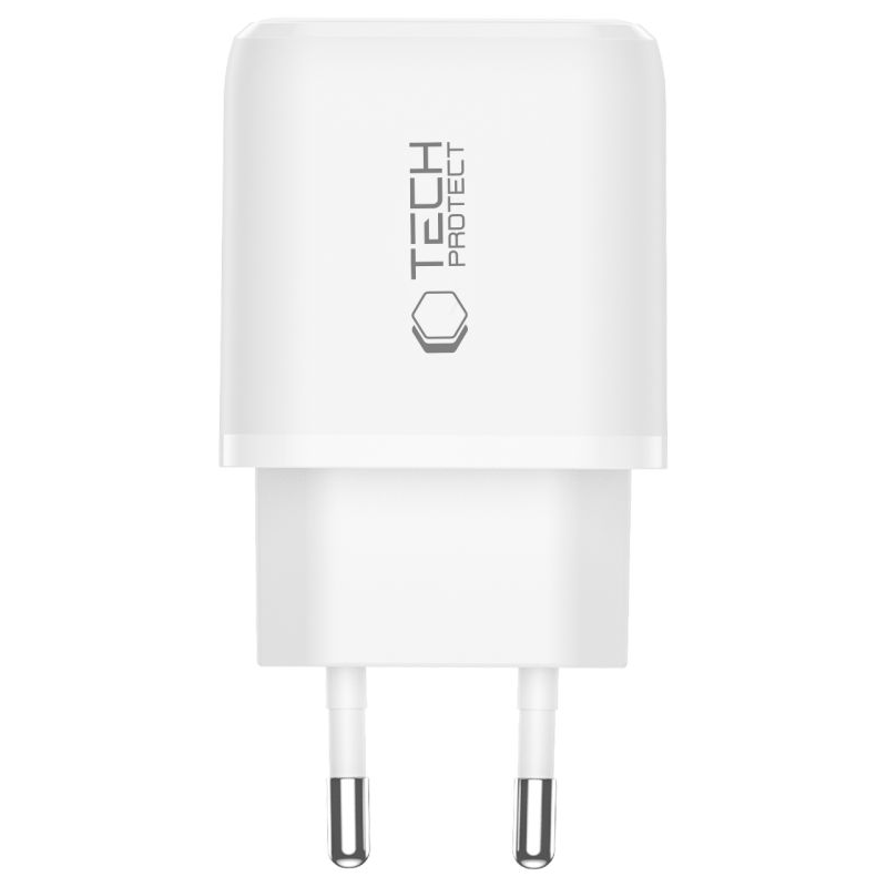 Nettlader Tech-Protect NCA45W, 45W, 3A, 1 x USB-A - 1 x USB-C, Hvit