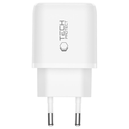 Nettlader Tech-Protect NCA45W, 45W, 3A, 1 x USB-A - 1 x USB-C, Hvit