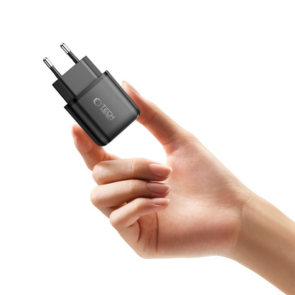 Nettlader Tech-Protect NCA45W, 45W, 3A, 1 x USB-A - 1 x USB-C, Svart