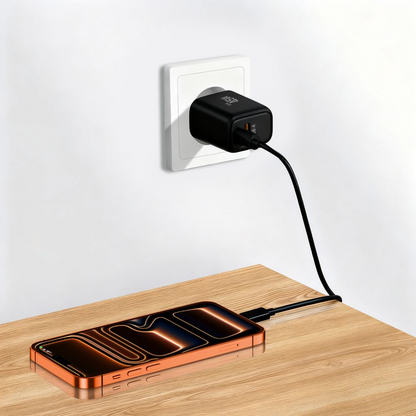 Nettlader Tech-Protect NCA45W, 45W, 3A, 1 x USB-A - 1 x USB-C, Svart