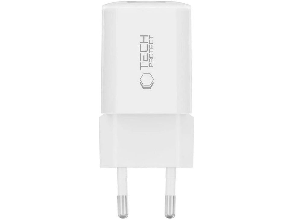 Nettlader Tech-Protect NCM33W, 33W, 3A, 1 x USB-A - 1 x USB-C, Hvit