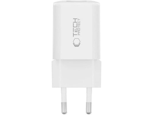 Nettlader Tech-Protect NCM33W, 33W, 3A, 1 x USB-A - 1 x USB-C, Hvit