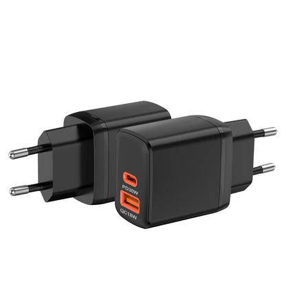 Nettlader Techsuit CH1 Duonix, 30W, 3A, 1 x USB-A - 1 x USB-C, Svart