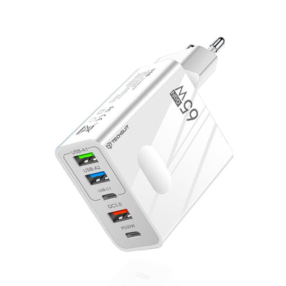 Nettlader Techsuit CHC1 PentaXPower, 25W, 3A, 3 x USB-A - 2 x USB-C, Hvit