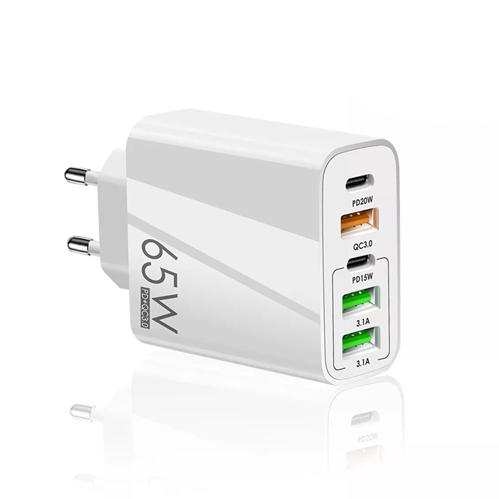 Nettlader Techsuit CHC2 PentaXPower, 20W, 3A, 3 x USB-A - 2 x USB-C, Hvit
