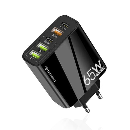 Nettlader Techsuit CHC2 PentaXPower, 20W, 3A, 3 x USB-A - 2 x USB-C, Svart