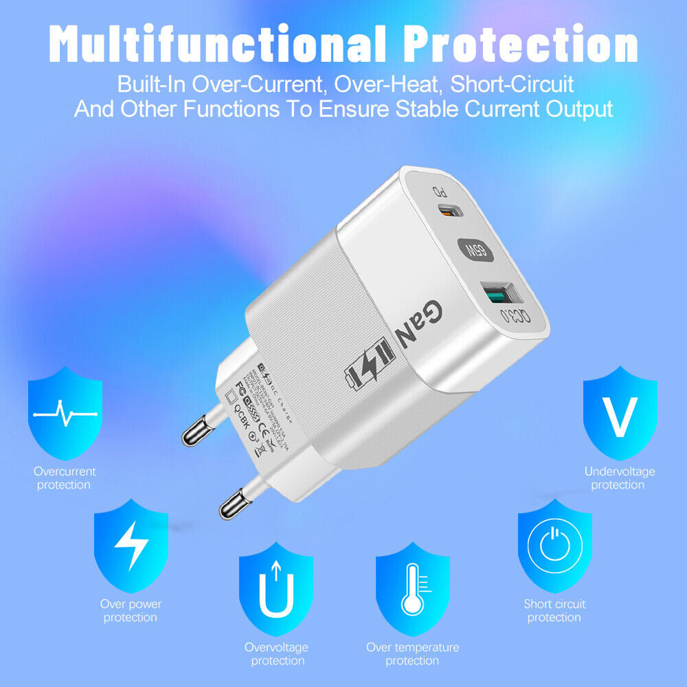 Nettlader Techsuit CHPD131, 65W, 3.25A, 1 x USB-A - 1 x USB-C, Hvit