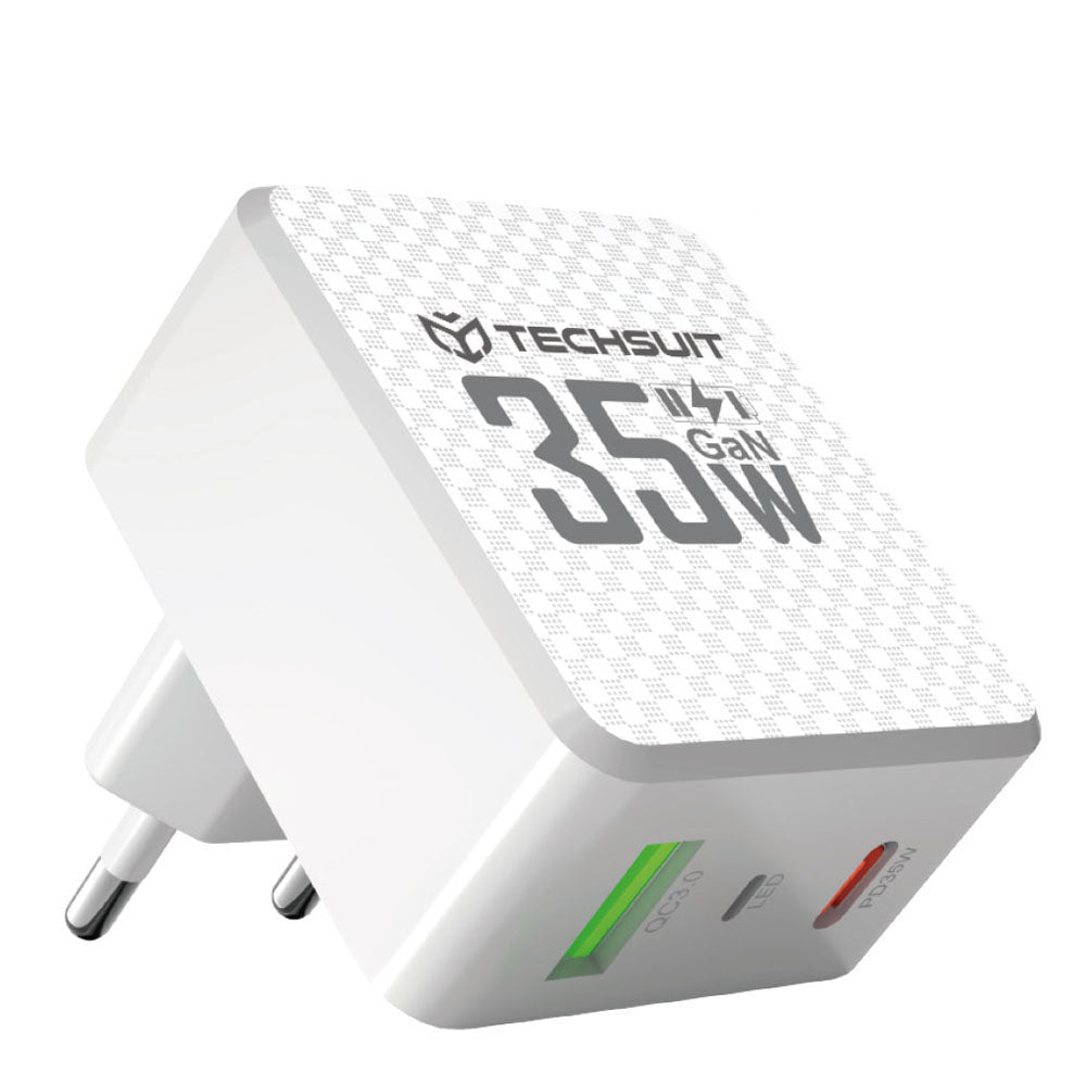 Nettlader Techsuit CHPD173 Tiny, 35W, 3A, 1 x USB-A - 1 x USB-C, Hvit