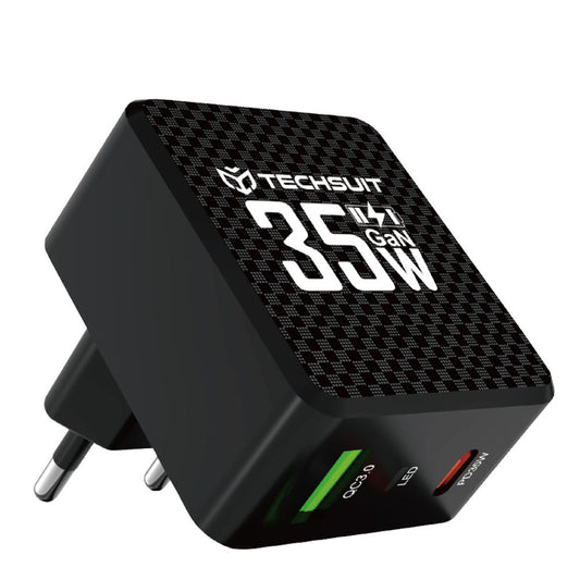 Nettlader Techsuit CHPD173 Tiny, 35W, 3A, 1 x USB-A - 1 x USB-C, Svart