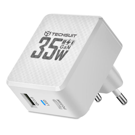Nettlader Techsuit CHPD173 Tiny, 35W, 3A, 1 x USB-A - 1 x USB-C, Hvit