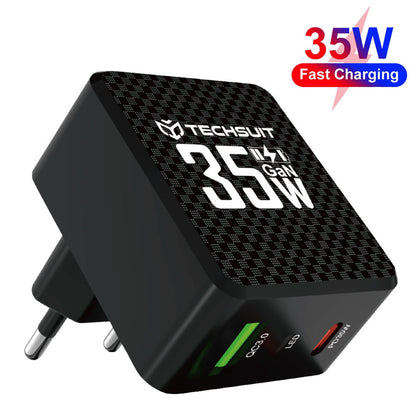 Nettlader Techsuit CHPD173 Tiny, 35W, 3A, 1 x USB-A - 1 x USB-C, Svart