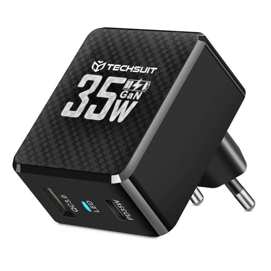 Nettlader Techsuit CHPD173 Tiny, 35W, 3A, 1 x USB-A - 1 x USB-C, Svart