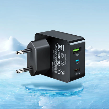Nettlader Techsuit CHPD173 Tiny, 35W, 3A, 1 x USB-A - 1 x USB-C, Svart
