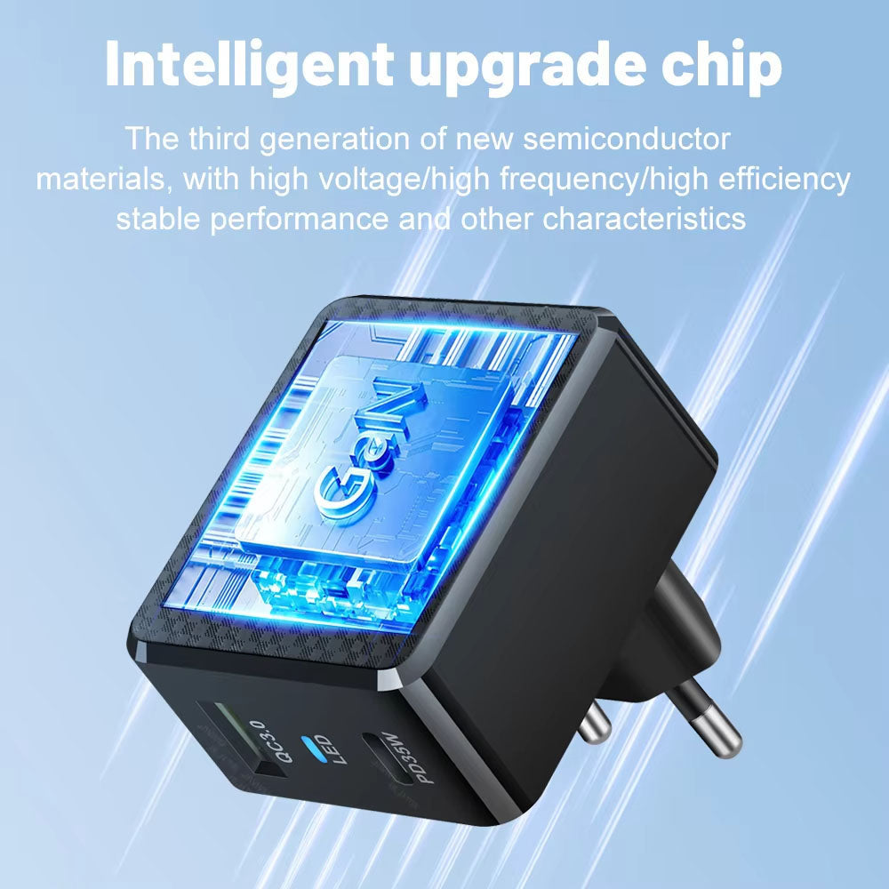 Nettlader Techsuit CHPD173 Tiny, 35W, 3A, 1 x USB-A - 1 x USB-C, Svart