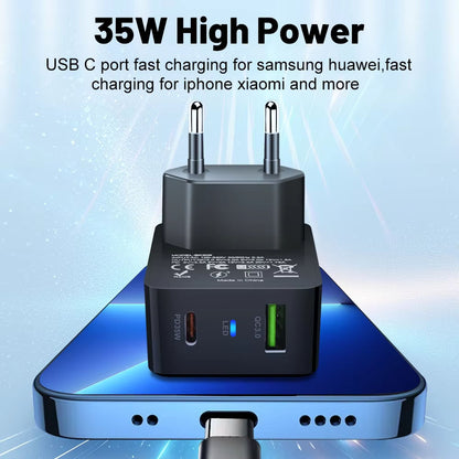 Nettlader Techsuit CHPD173 Tiny, 35W, 3A, 1 x USB-A - 1 x USB-C, Svart
