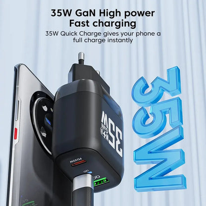 Nettlader Techsuit CHPD174, 35W, 3A, 1 x USB-A - 1 x USB-C, Svart