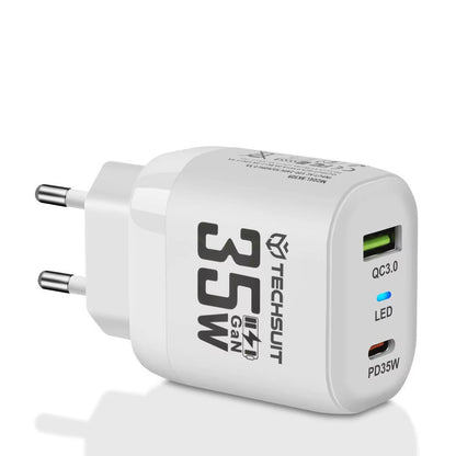 Nettlader Techsuit CHPD174, 35W, 3A, 1 x USB-A - 1 x USB-C, Hvit