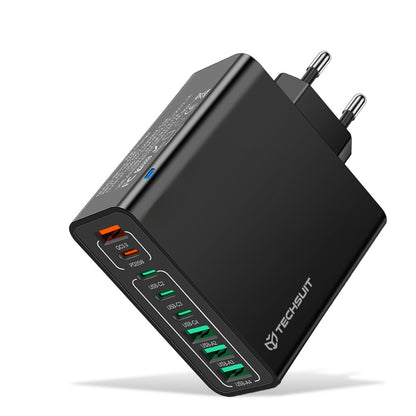Nettlader Techsuit CHPD224, 65W, 3.25A, 4 x USB-A - 4 x USB-C, Svart