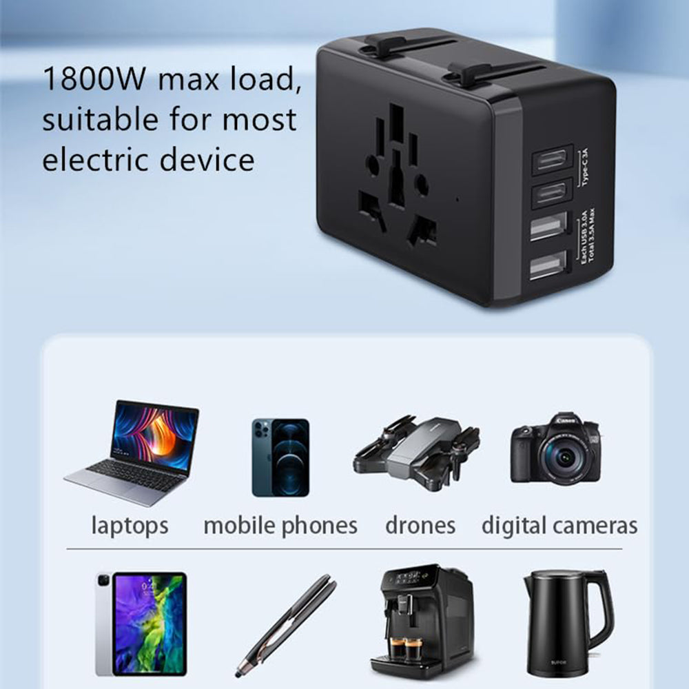 Nettlader Techsuit HHt204A Travel, 15W, 3A, 2 x USB-A - 2 x USB-C, Hvit