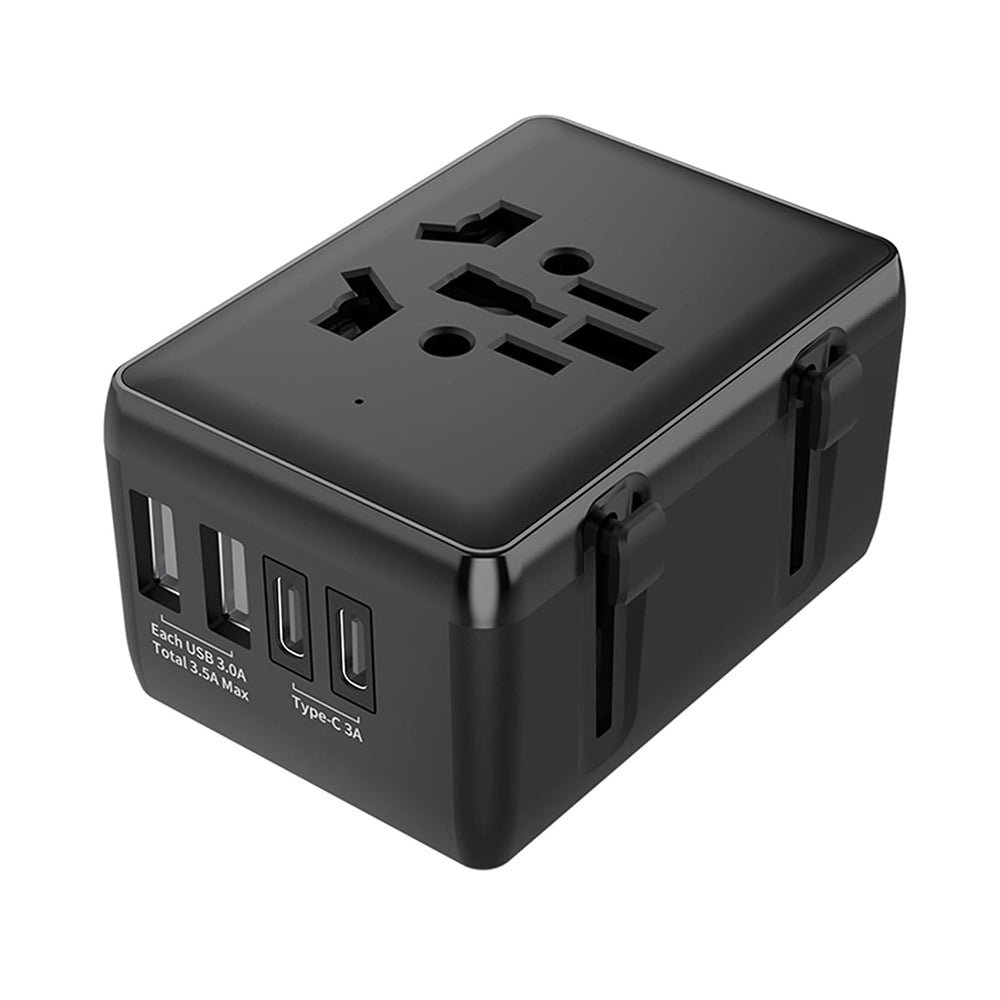 Nettlader Techsuit HHt204A Travel, 15W, 3A, 2 x USB-A - 2 x USB-C, Svart