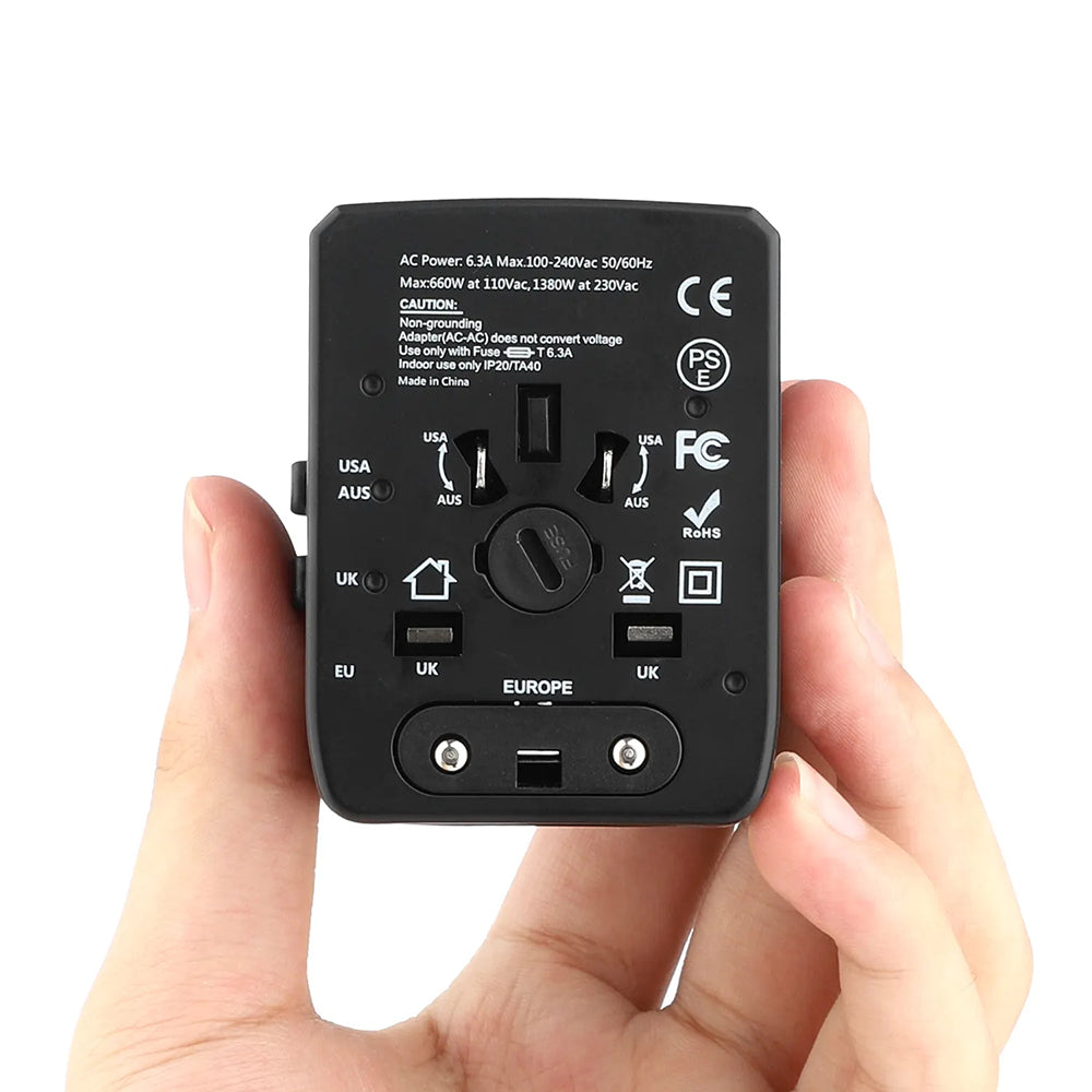 Nettlader Techsuit HHT520 Travel, 15W, 3A, 3 x USB-A - 1 x USB-C, Svart