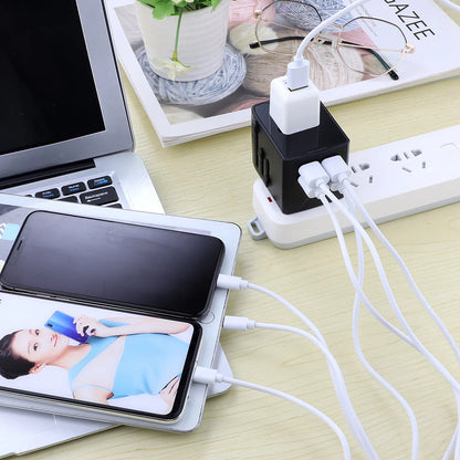 Nettlader Techsuit HHT520 Travel, 15W, 3A, 3 x USB-A - 1 x USB-C, Svart