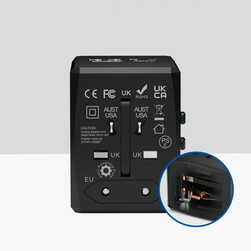Nettlader Techsuit HHT904-B2 Travel, 20W, 3A, 2 x USB-A - 2 x USB-C, Svart