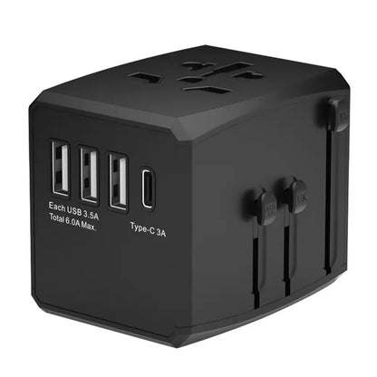 Nettlader Techsuit HHT904-B3 Travel, 30W, 3A, 3 x USB-A - 1 x USB-C, Svart