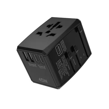 Nettlader Techsuit HHT905 Travel, 45W, 3A, 2 x USB-A - 2 x USB-C, Svart