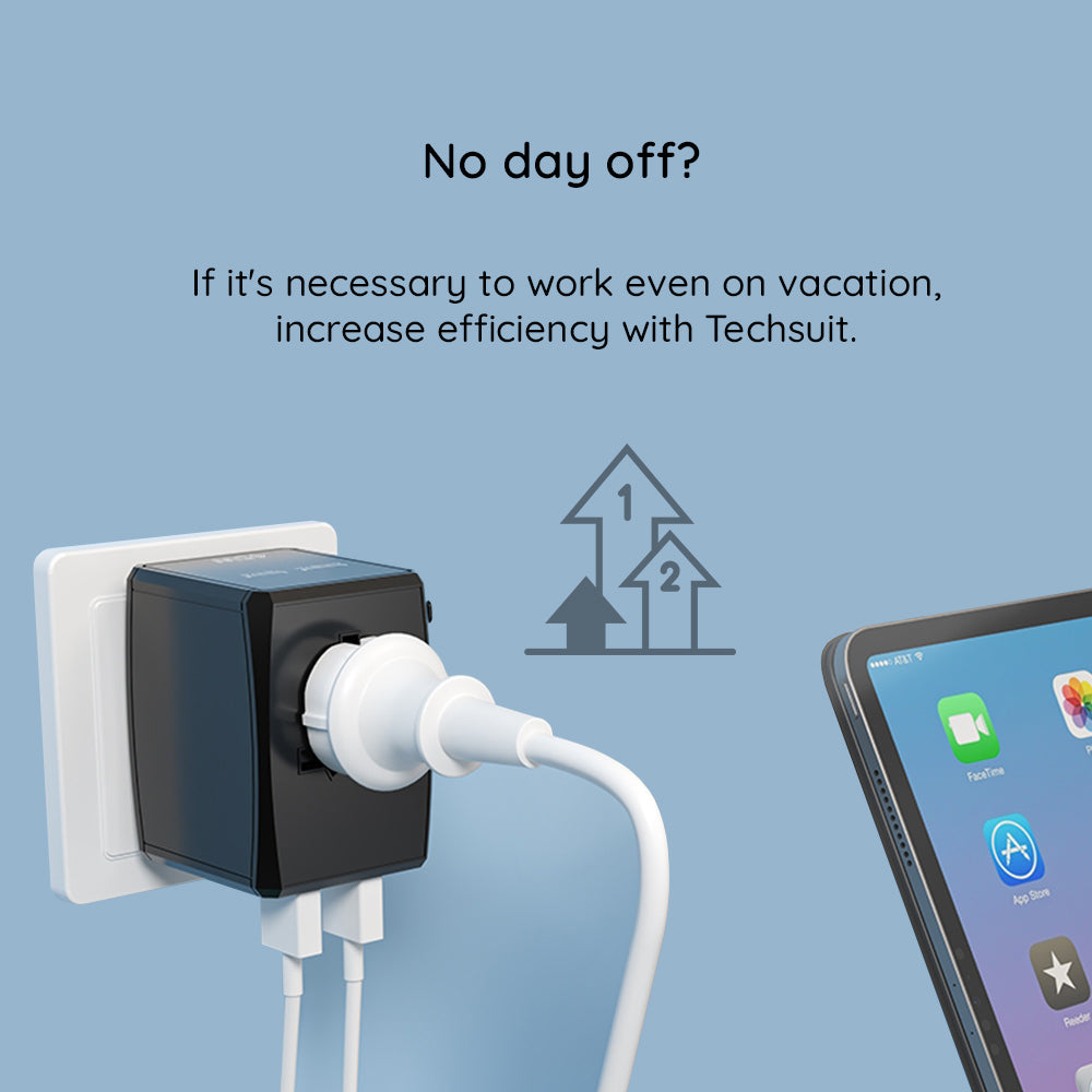 Techsuit HHT906 Travel nettverkslader, 65W, 3.25A, 2 x USB-A - 2 x USB-C, Svart