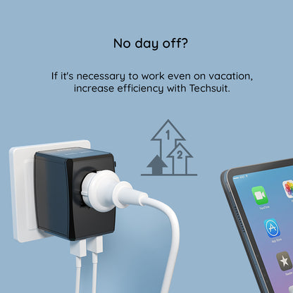 Techsuit HHT906 Travel nettverkslader, 65W, 3.25A, 2 x USB-A - 2 x USB-C, Svart