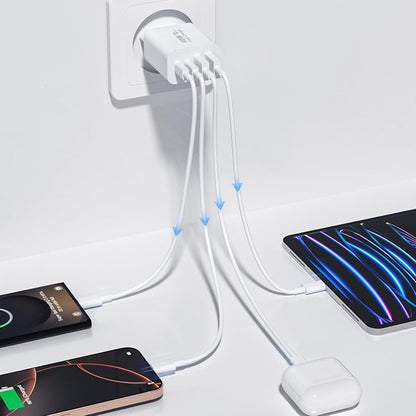 Nettlader Techsuit PowerXQuad CH4, 40W, 3A, 2 x USB-A - 2 x USB-C, Hvit