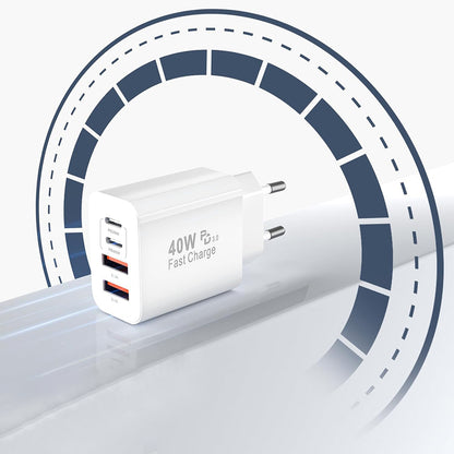Nettlader Techsuit PowerXQuad CH4, 40W, 3A, 2 x USB-A - 2 x USB-C, Hvit