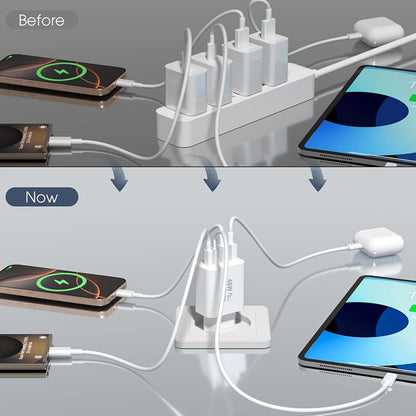 Nettlader Techsuit PowerXQuad CH4, 40W, 3A, 2 x USB-A - 2 x USB-C, Hvit